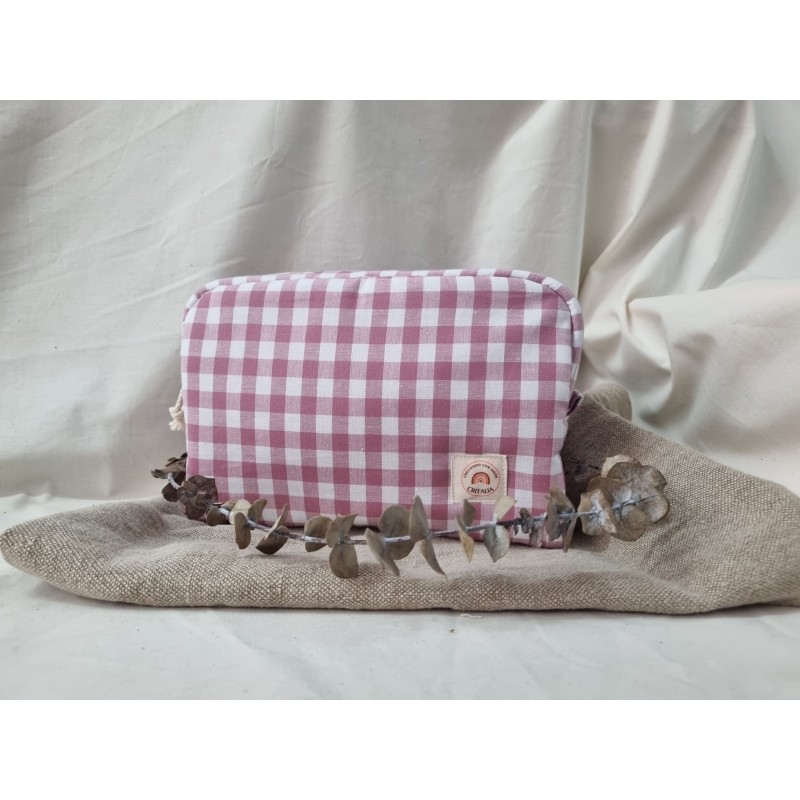 Neceser Oval Cuadros Rosa