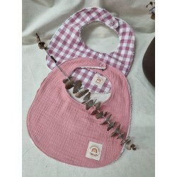 Babero clip broche rosa (Pack de 2)