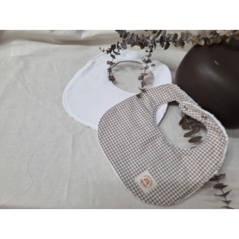 Babero clip broche tostado (Pack de 2)