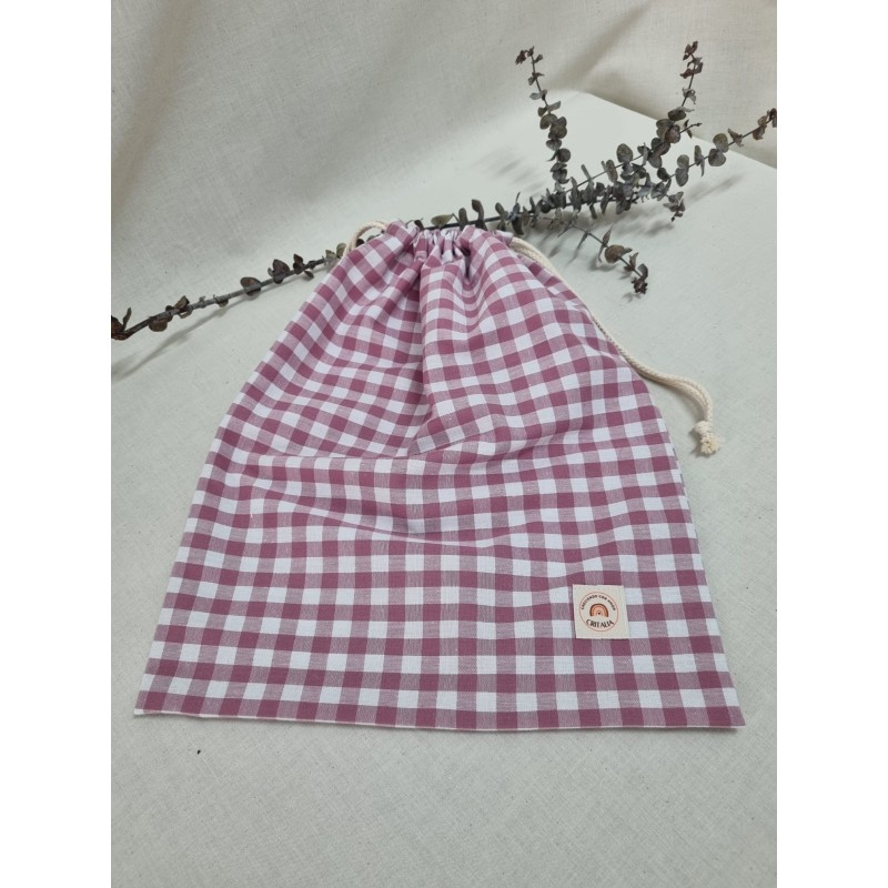 Bolsa de muda cuadro rosa