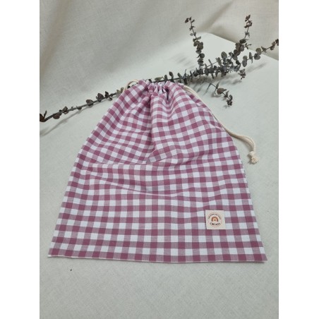 Bolsa de muda cuadro rosa