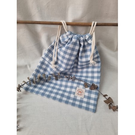 Bolsa merienda cuadro azul