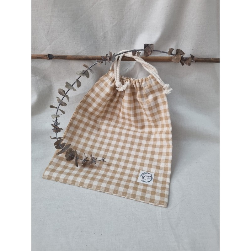 Bolsa merienda cuadro beige