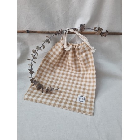 Bolsa merienda cuadro beige