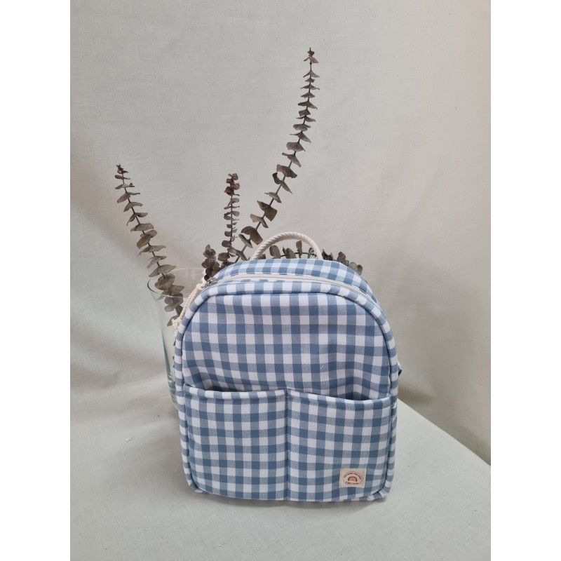 Mochila paseo cuadro azul