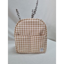 Mochila paseo cuadro beige