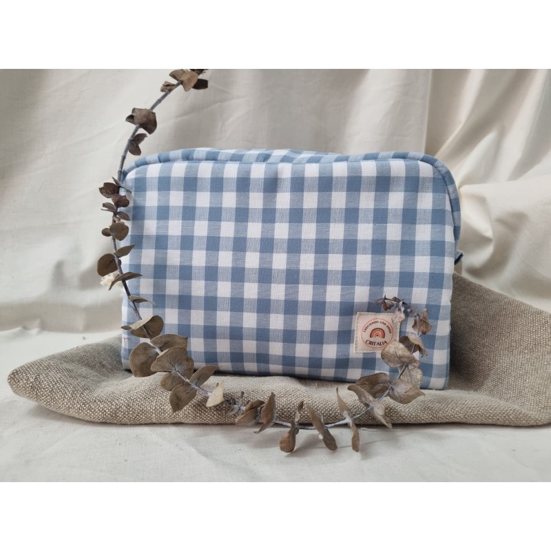 Neceser Oval Cuadros Azul